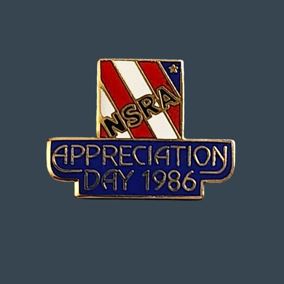 NSRA Appreciation Day 1986 Enamel Pin Red/White/Blue Vintage Collectible Lapel - Picture 1 of 3